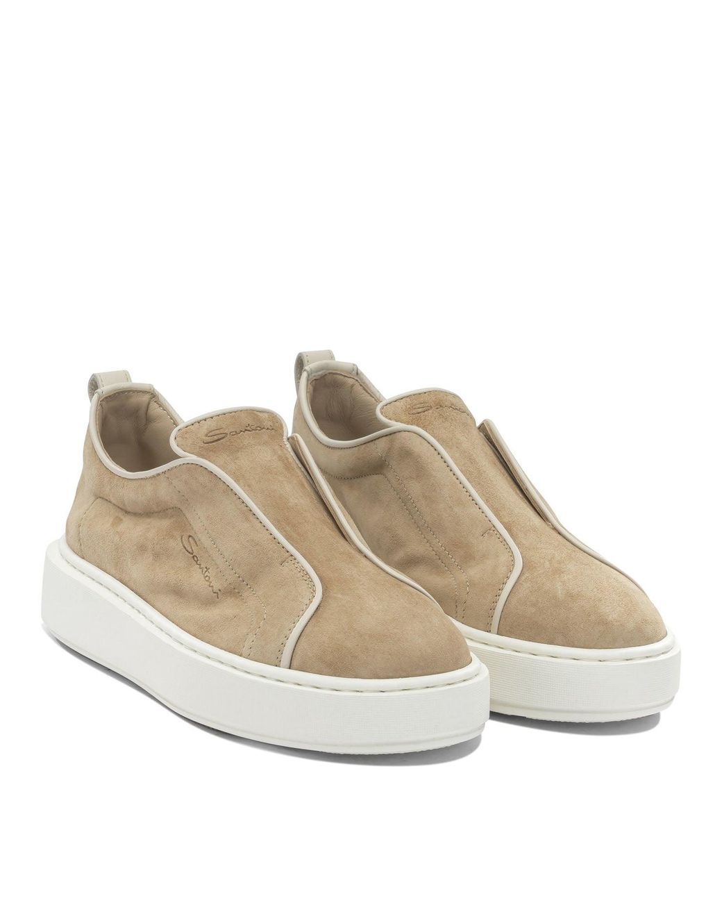 Santoni Brown Low Suede Sneakers