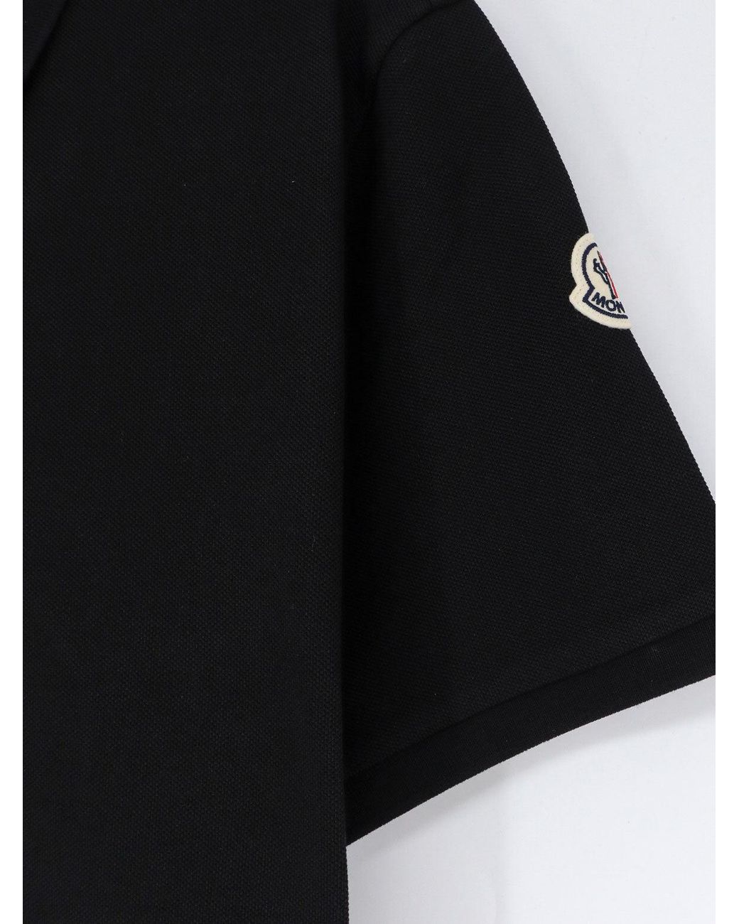 Moncler Black Cotton Pique Polo Shirt for men