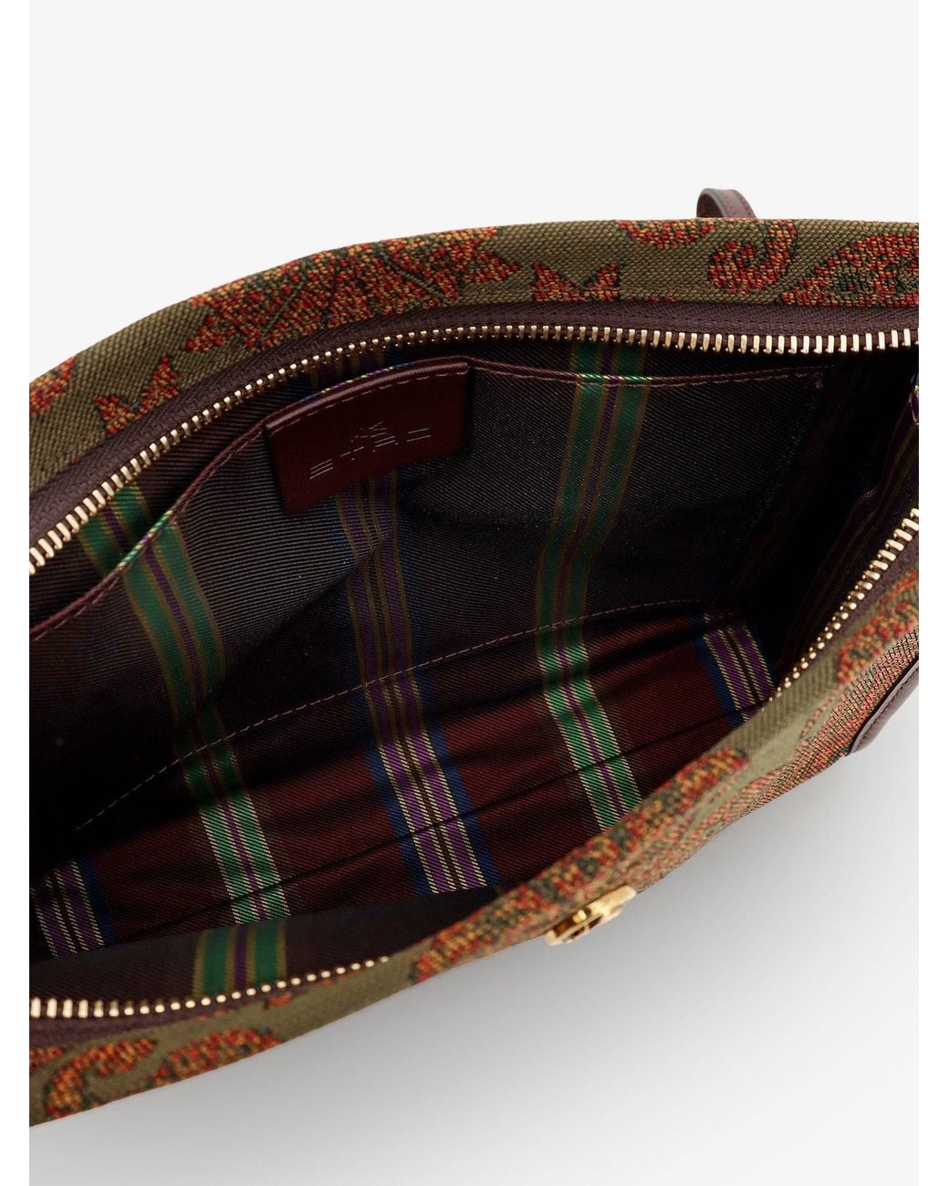 Etro Brown Paisley Pattern Clutch Bag