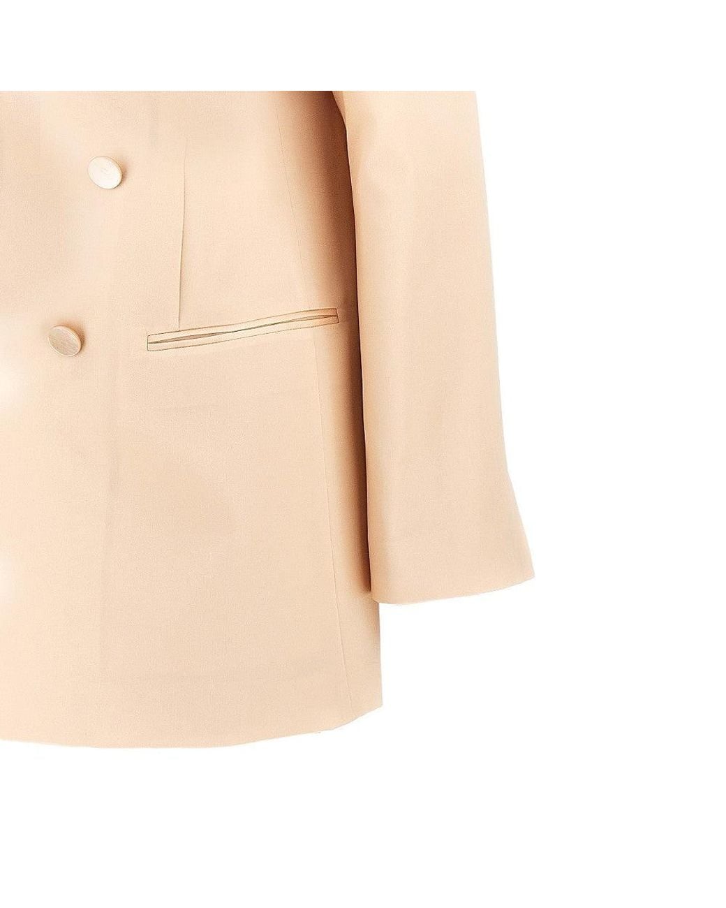 Alberta Ferretti Natural Silk Organdy Double-Breasted Jacket