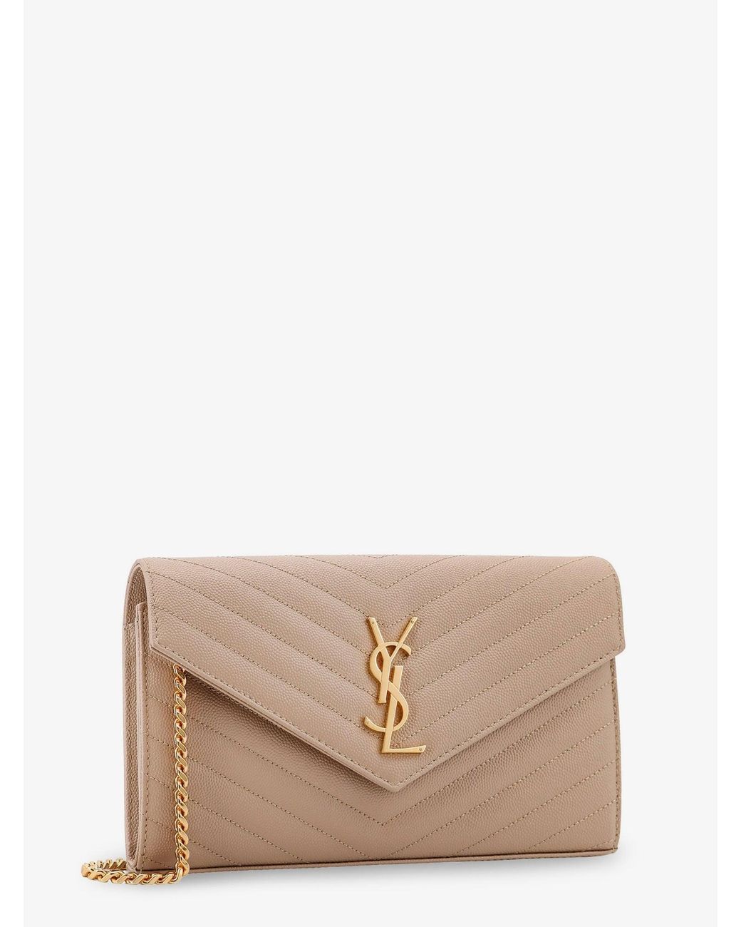 Saint Laurent Natural Leather Crossbody Bag With Metal Cassandre Logo