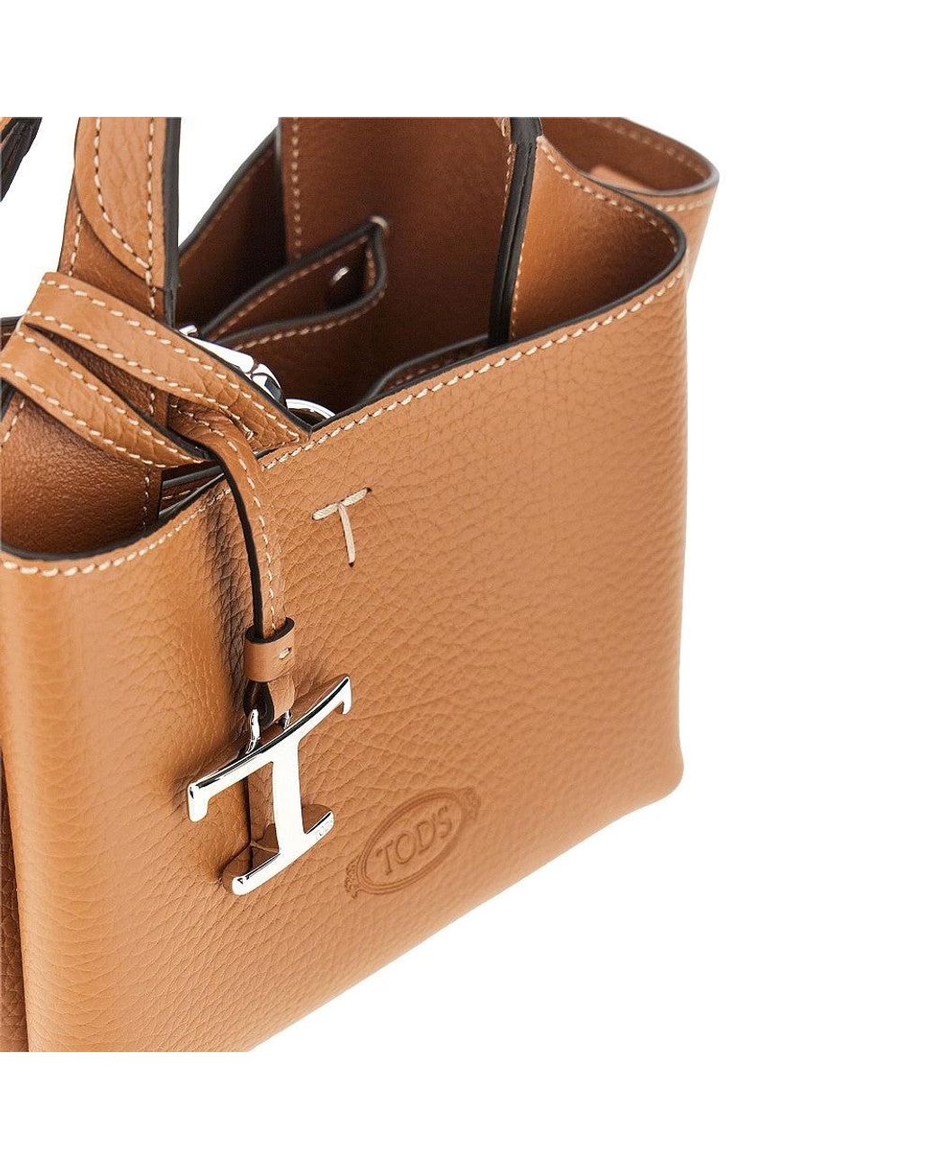 Tod's Brown Grained Leather Mini Shopping Bag