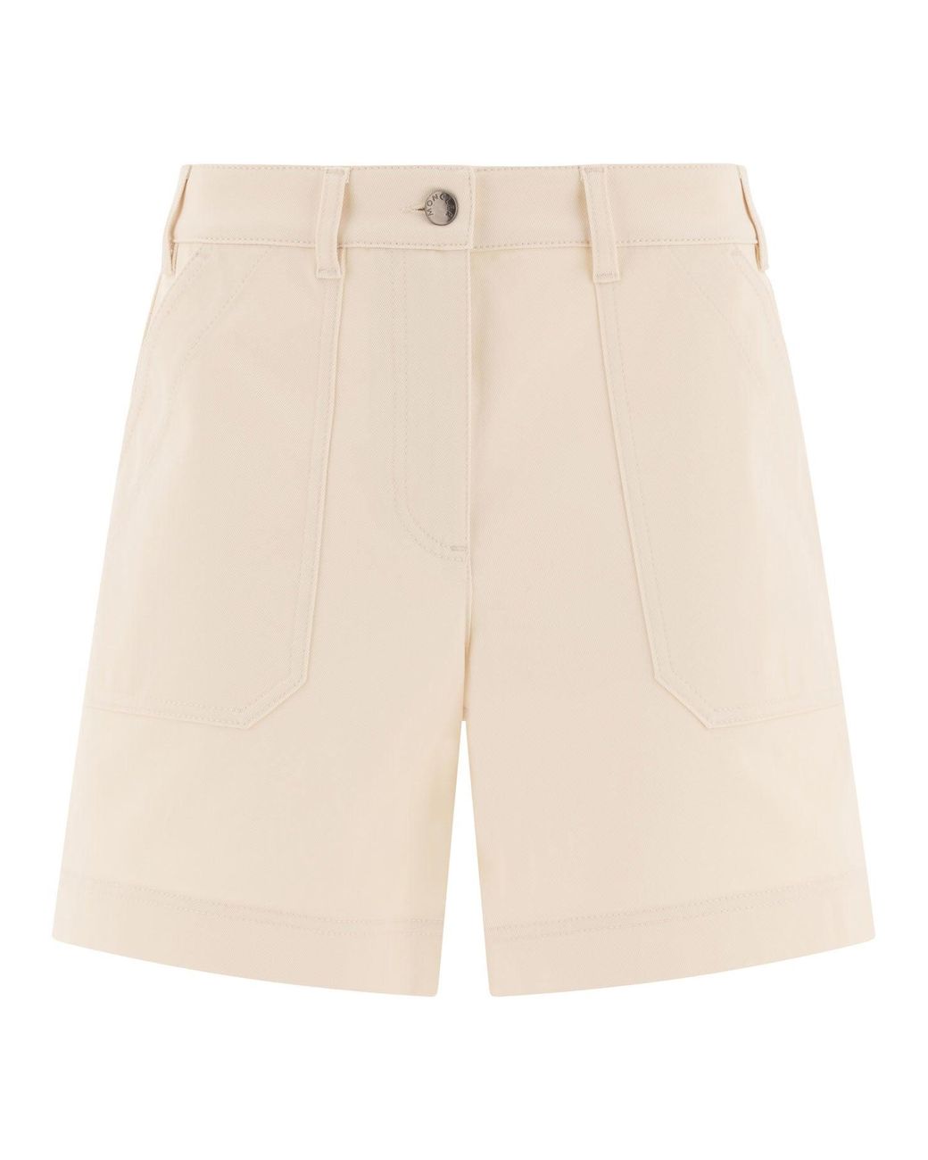 Moncler White Cotton Gabardine Shorts