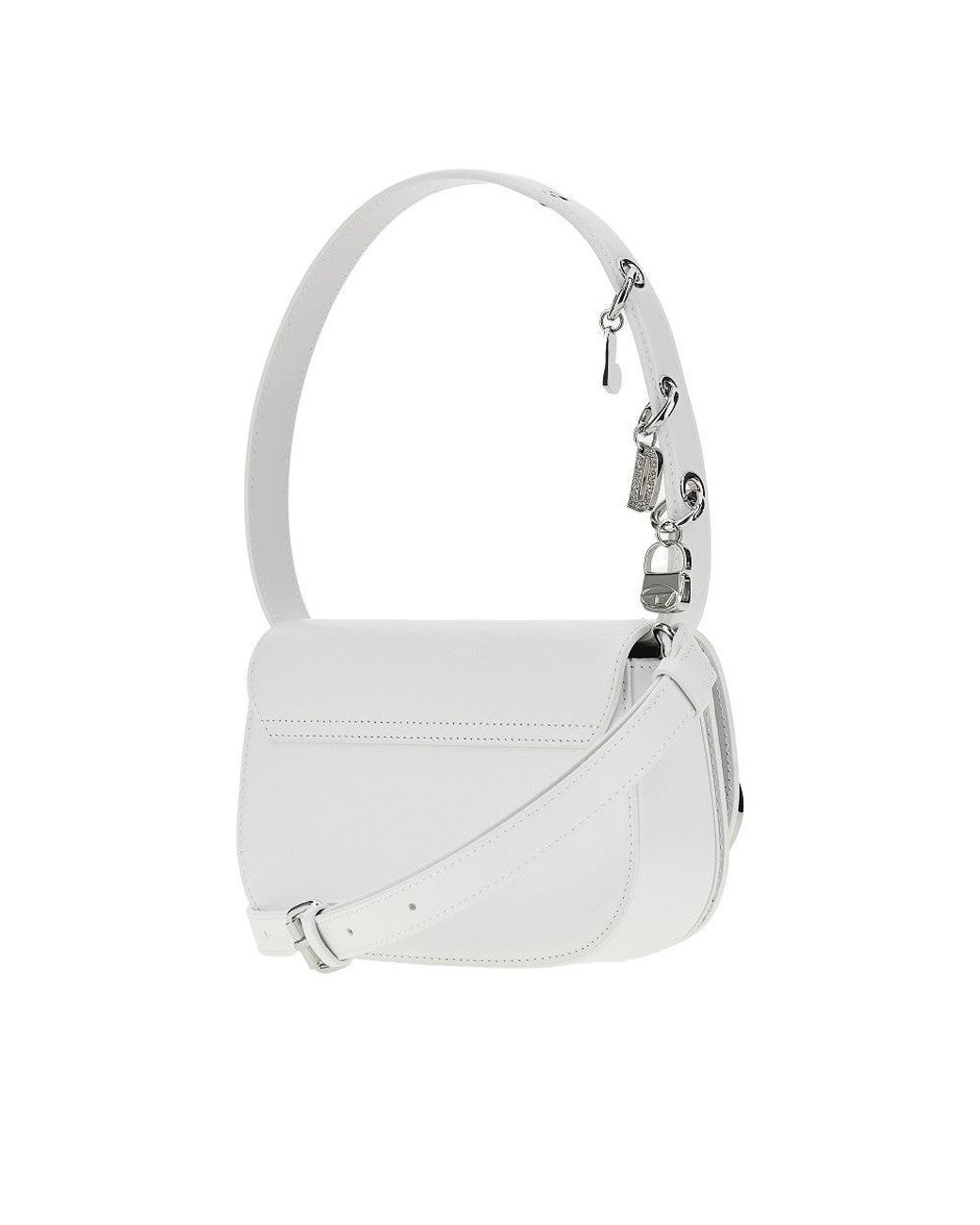 DIESEL White Leather '1Dr' Shoulder Bag With Charms