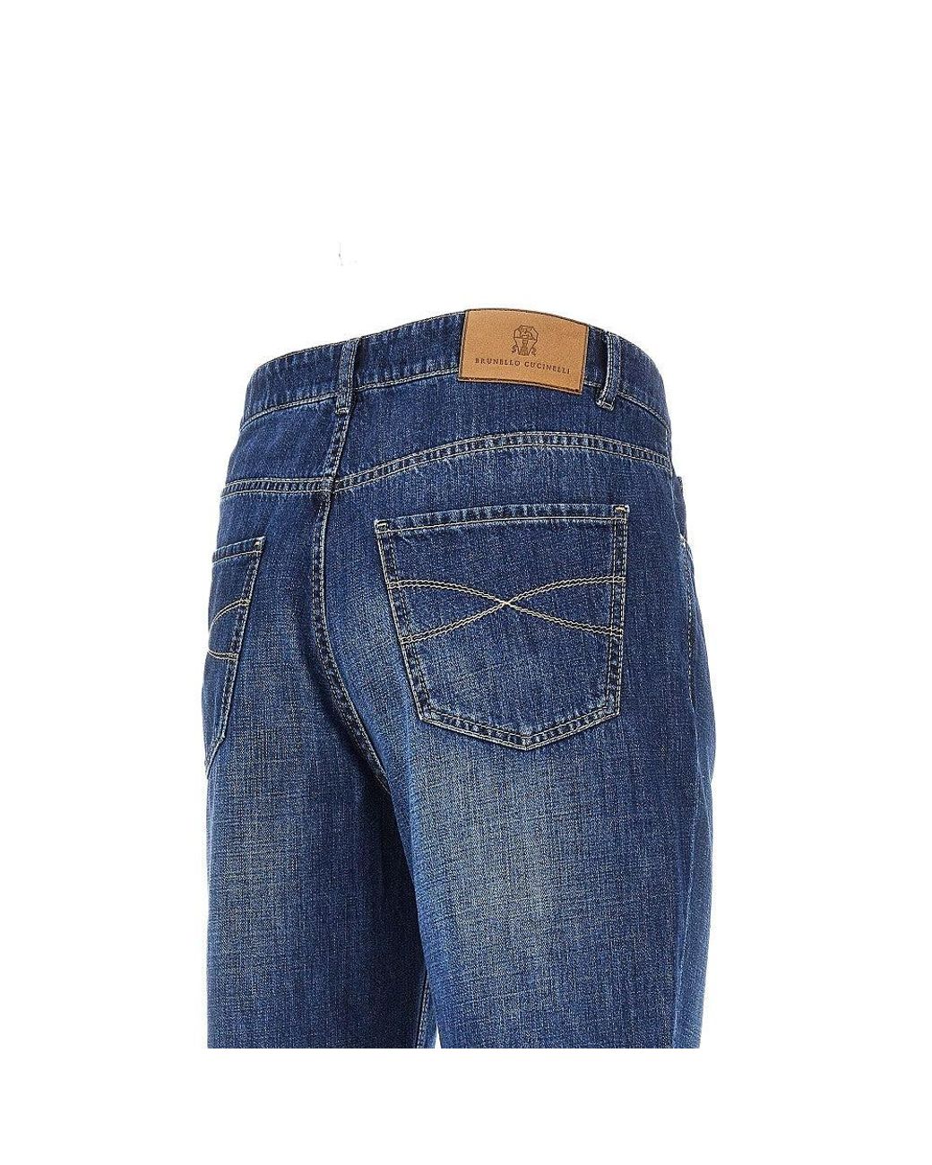Brunello Cucinelli Blue Traditional Fit Jeans for men