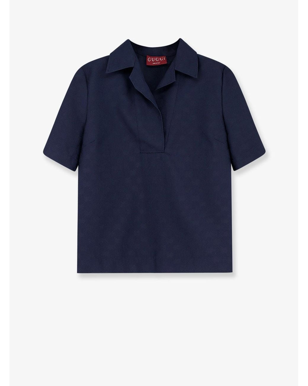 Gucci Blue Fabric Polo Shirt With Gg Pattern