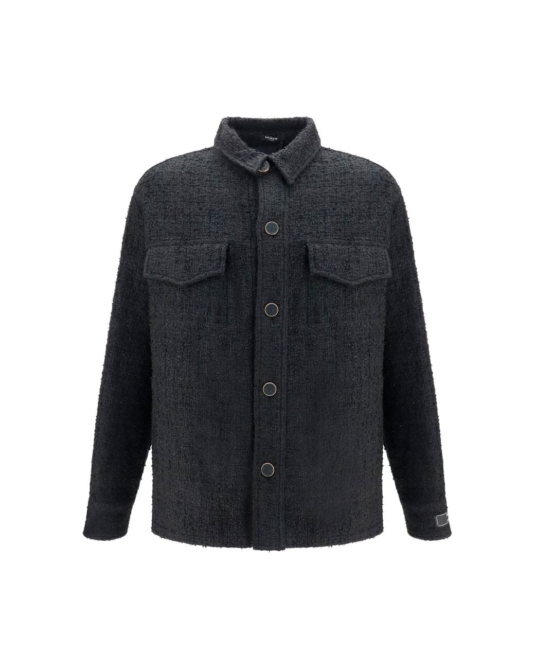 Balmain Blue Tweed Buttoned Jacket for men