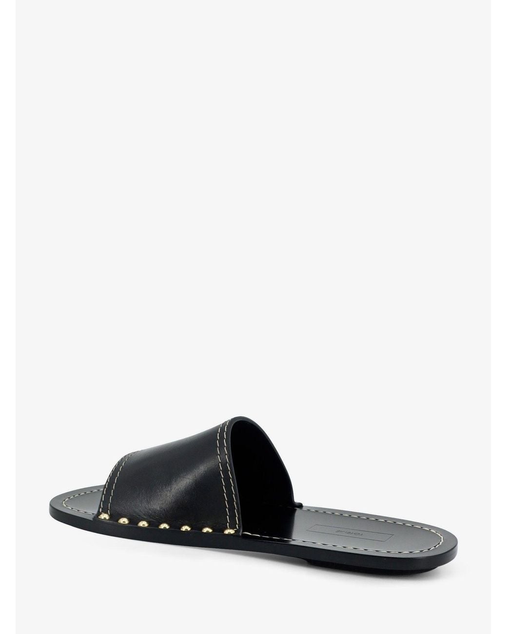 Totême Black Low Leather Sandals With Metal Studs On The Sides