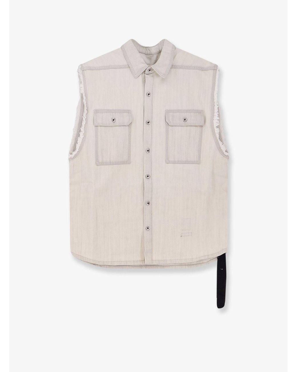 Rick Owens White Sleeveless Denim Jacket for men