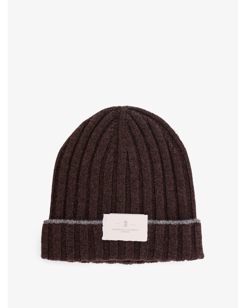 Brunello Cucinelli Brown Beanie Cashmere Hat for men
