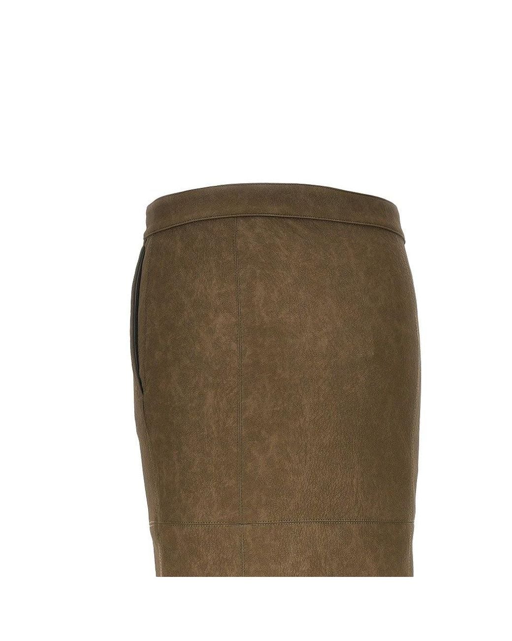 Pinko Green Faux Nubuck Leather Pencil Skirt