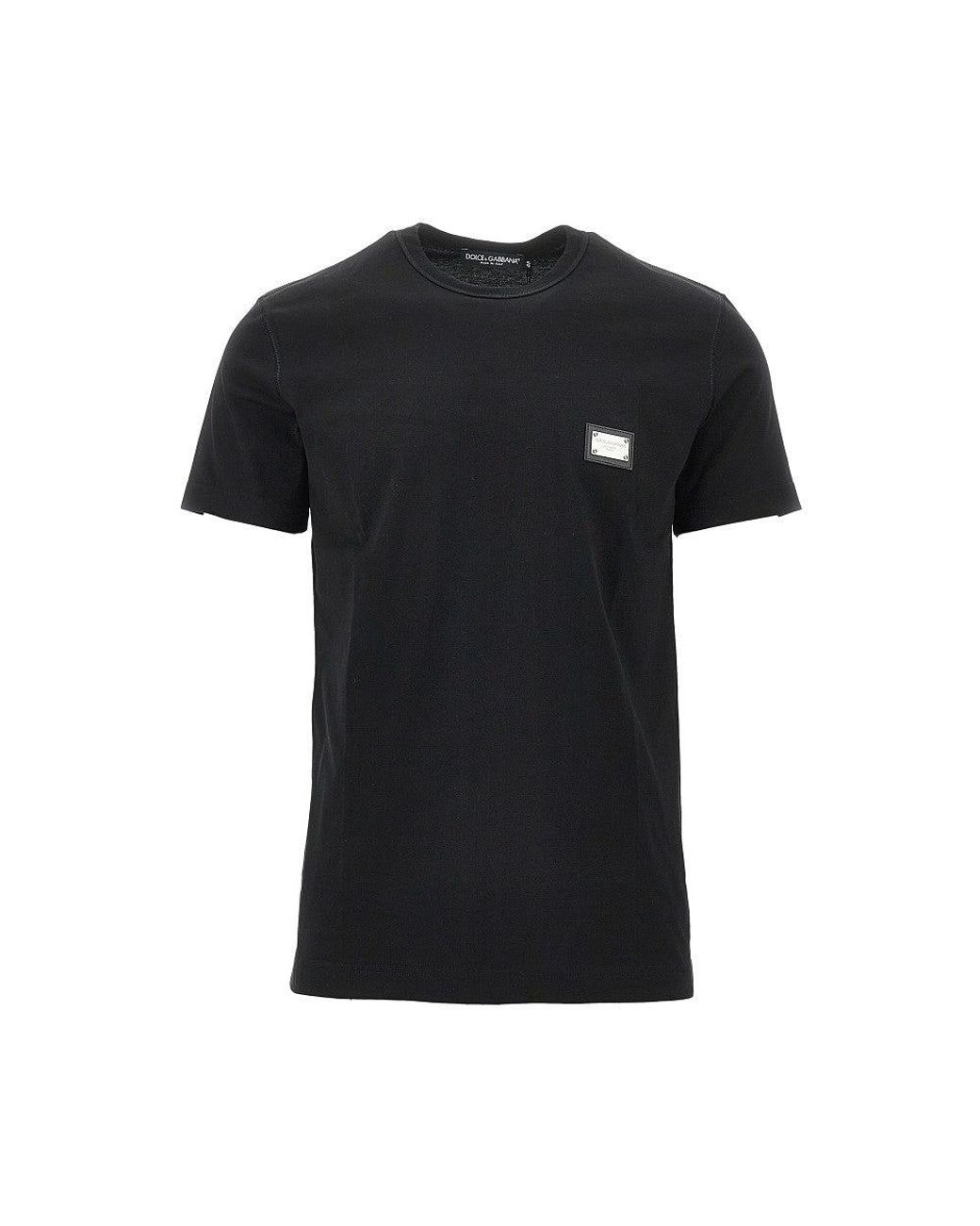 Dolce & Gabbana Black Logo Plate T-Shirt for men