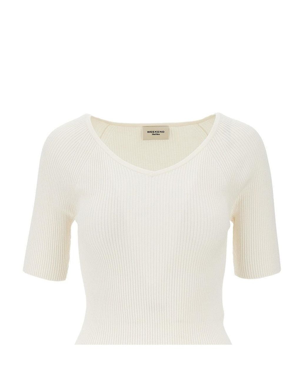 Weekend by Maxmara White Viscose-Blend Knitted Top