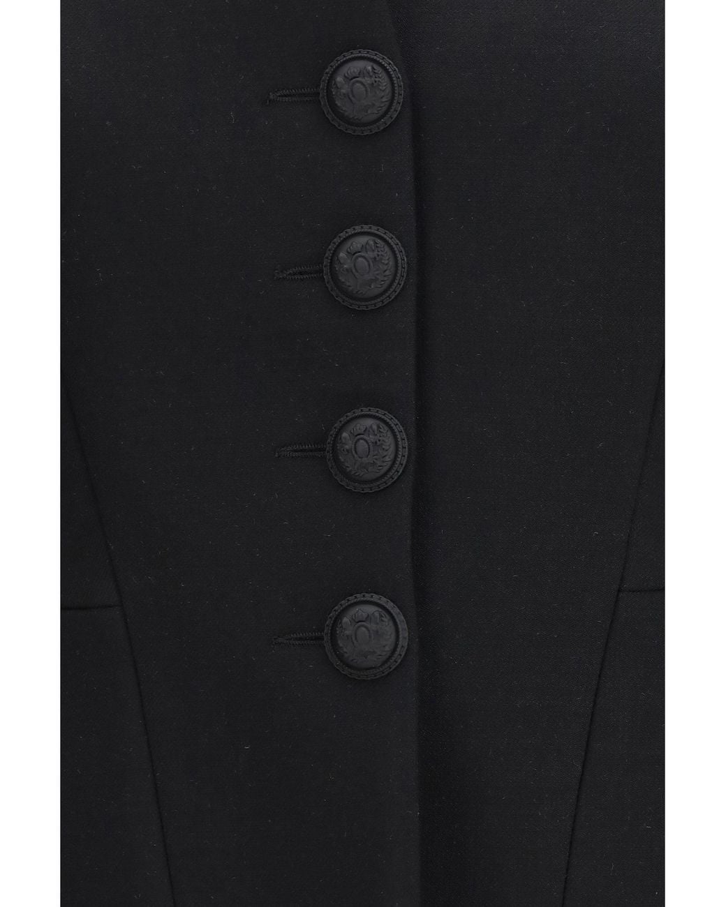 Nissa Blue Tailored Wool-Blend V-Neck Jacket