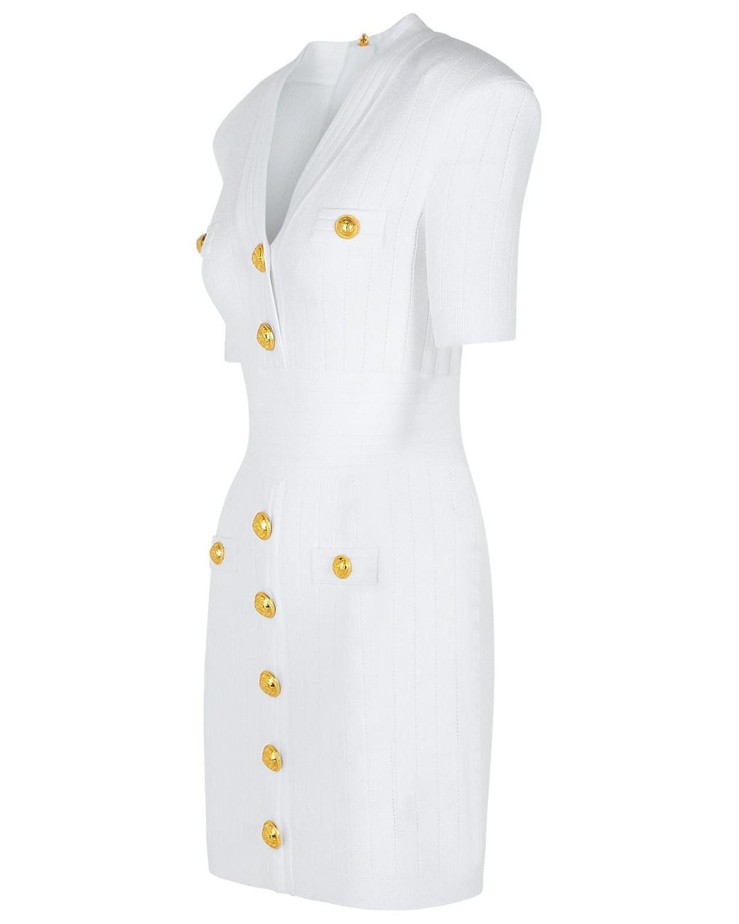 Balmain White Dress With Decorative Buttons