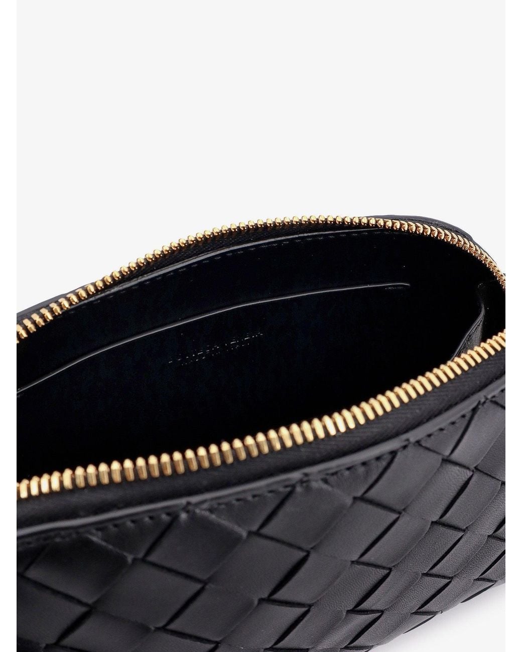 Bottega Veneta Black Leather Shoulder Bag With Intrecciato Motif