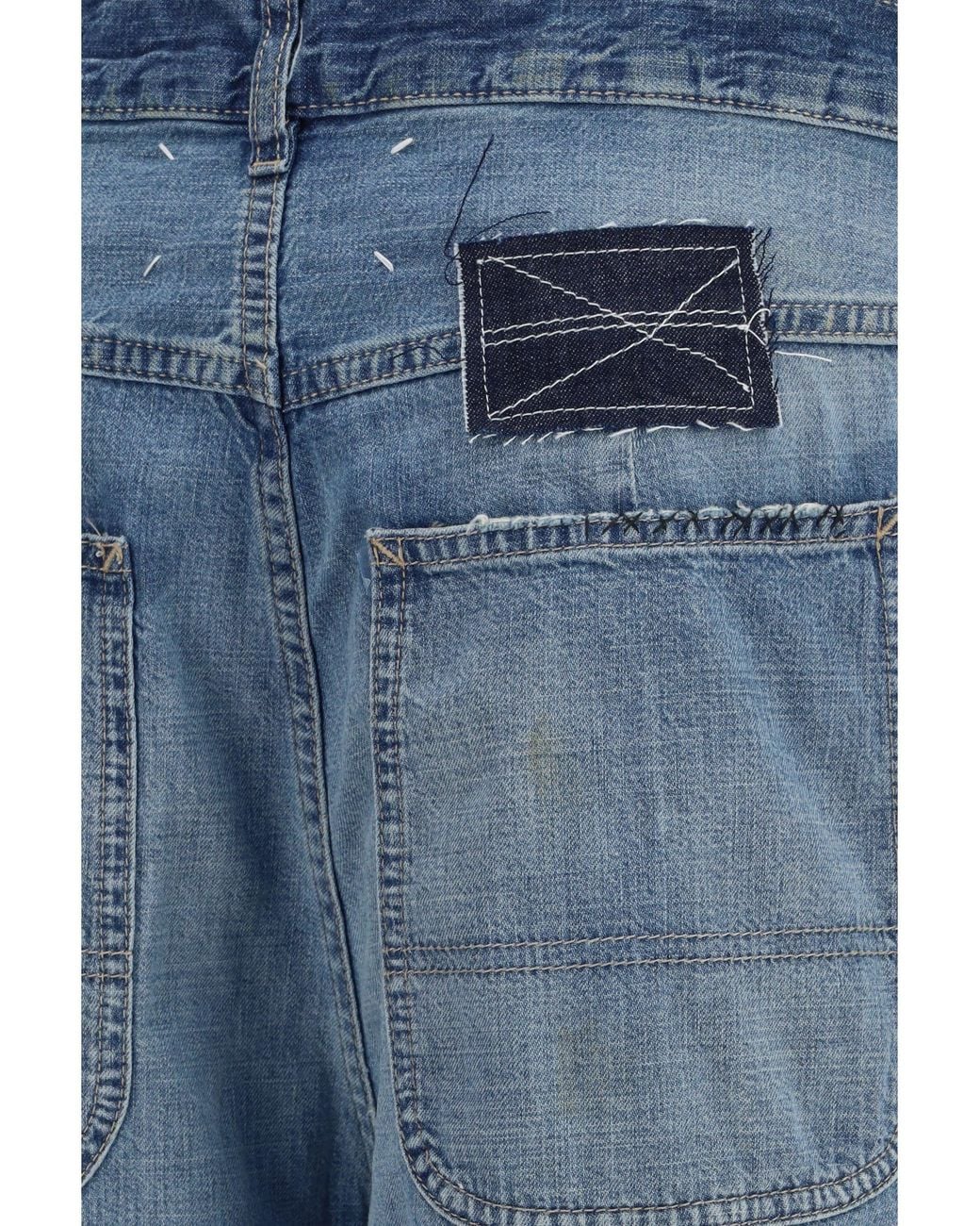 Margiela Blue Patchwork Wide Leg Jeans Medium