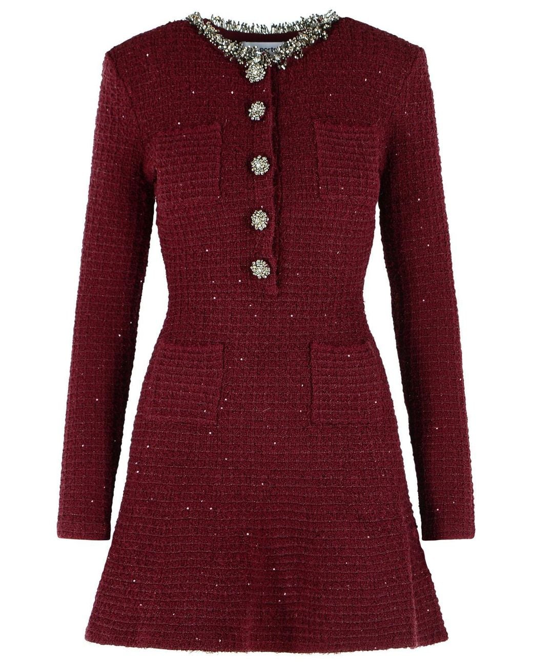 Self-Portrait Red Cotton Blend Mini Dress