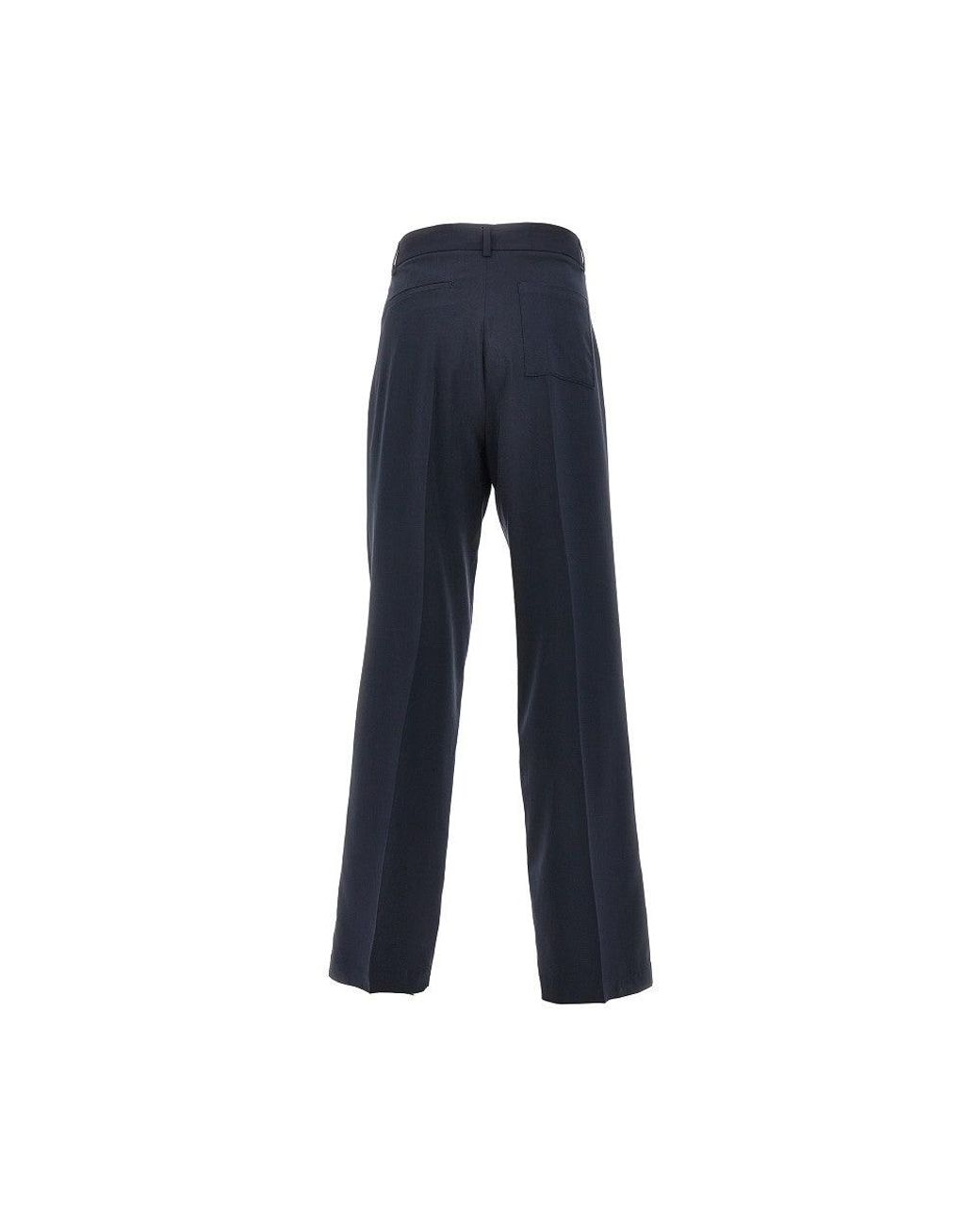 C.9.3 Blue Viscose-Blend Pants With Darts for men