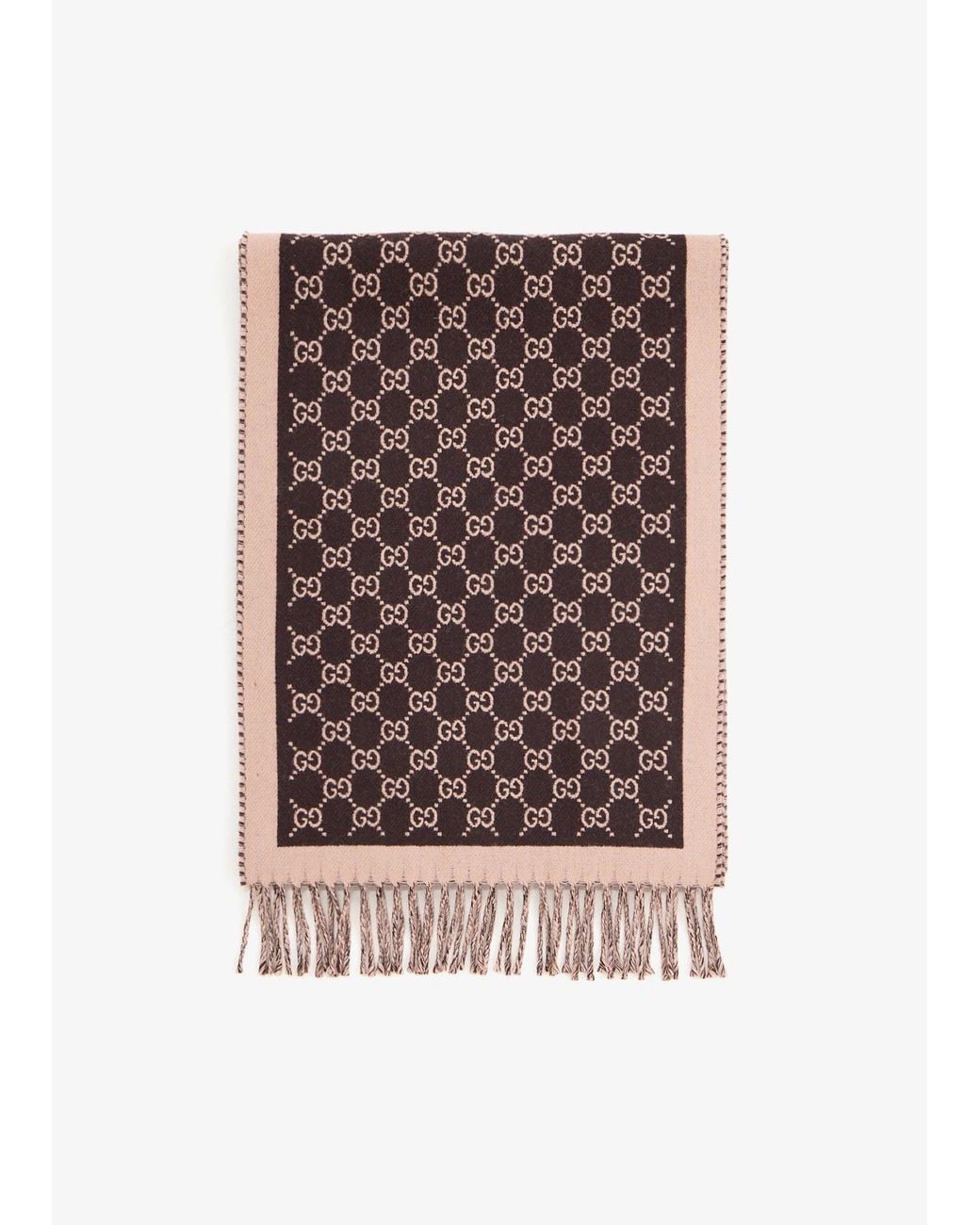 Gucci Brown Gg Wool Scarf for men