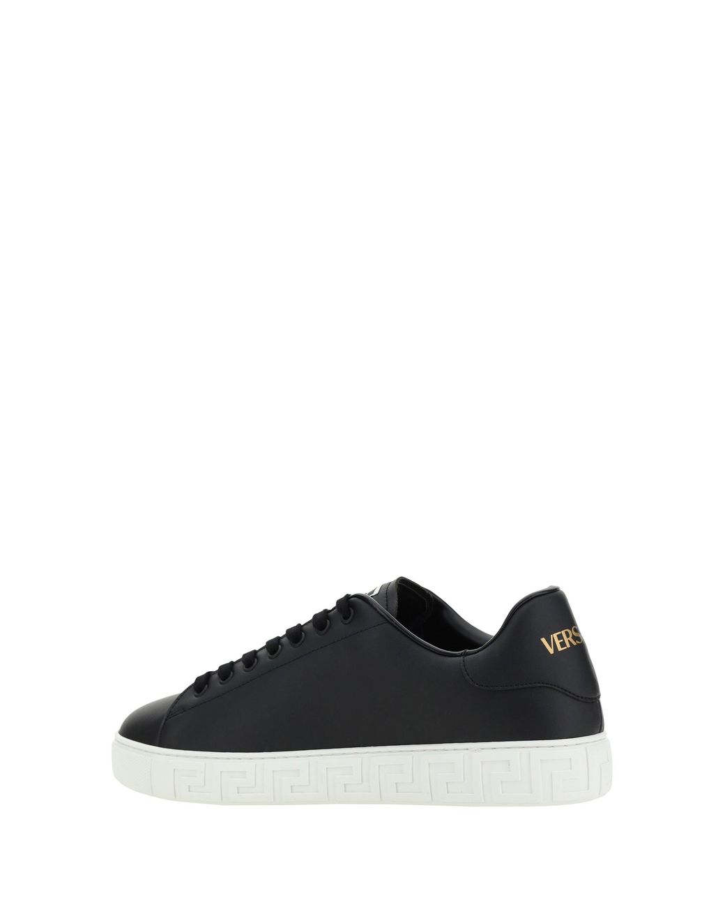 Versace Black Greca Leather Sneakers for men