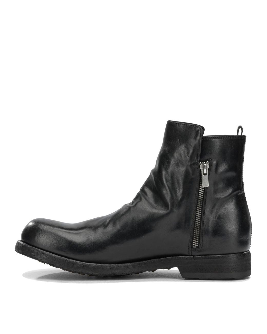 Officine Creative Black "Bulla Dd" Ankle Boots With Zipper for men