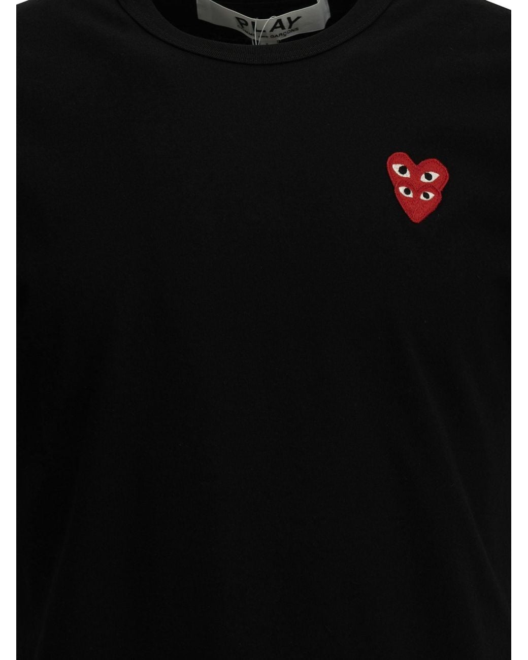 COMME DES GARÇONS PLAY Black "Double Heart" Crew-Neck T-Shirt for men
