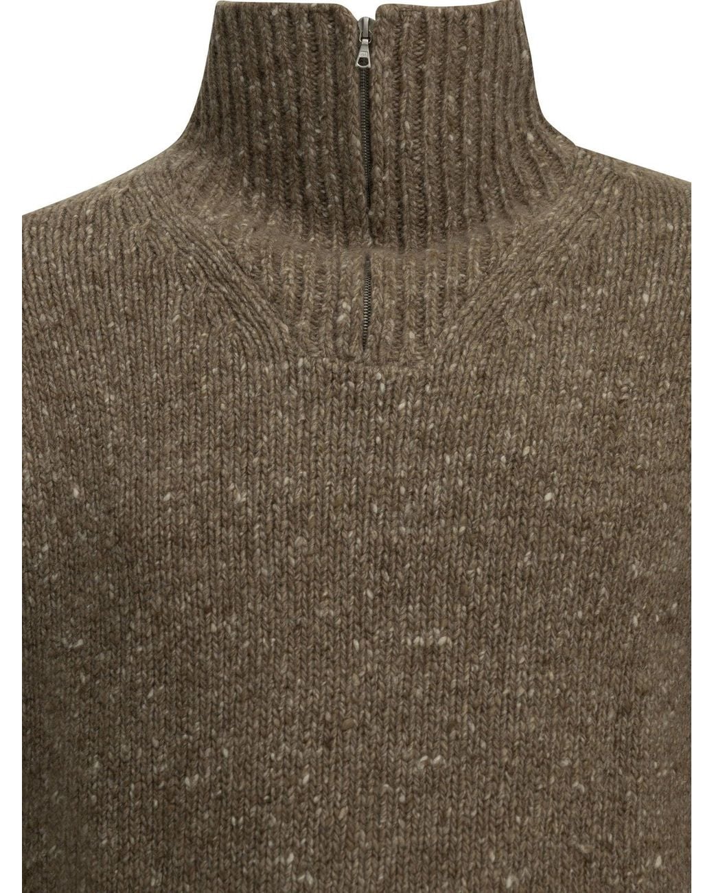 Auralee Green Wool Sweater With A Half-Zip for men