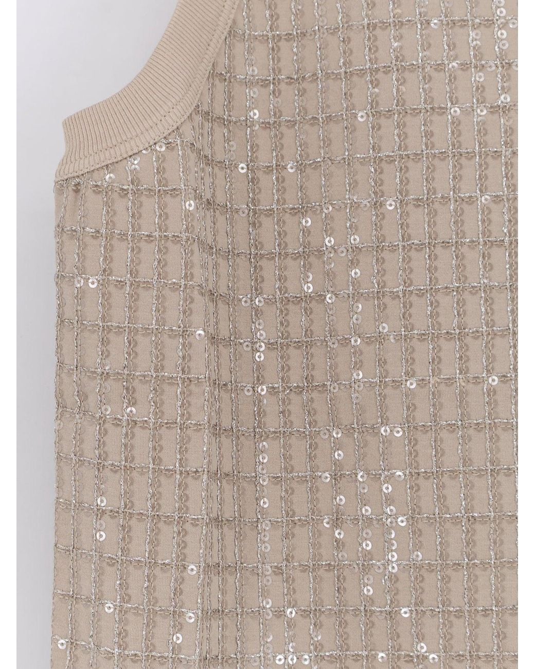 Brunello Cucinelli Natural Dazzling Pattern Jersey Tank Top