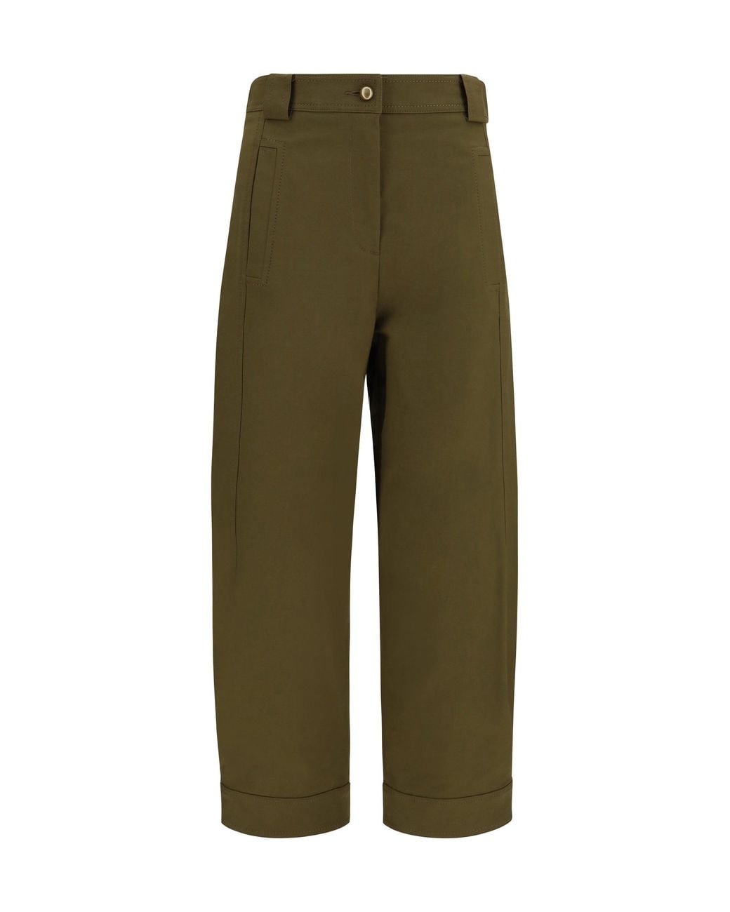 Max Mara Green Adorni Cropped Pants Dark Khaki