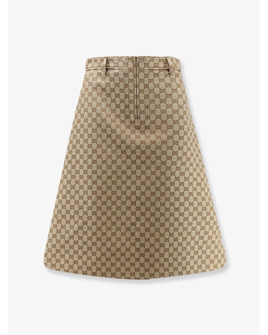 Gucci Natural Gg Cotton Canvas Skirt