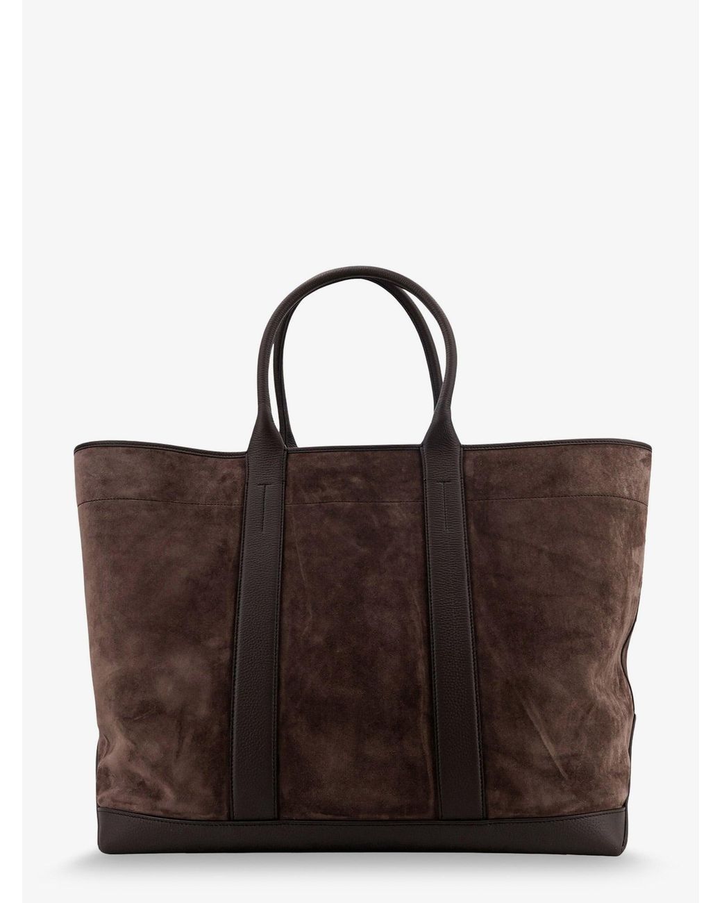 Tom Ford Brown Suede Shopping Bag With Logo Engraved On The Bottom for men
