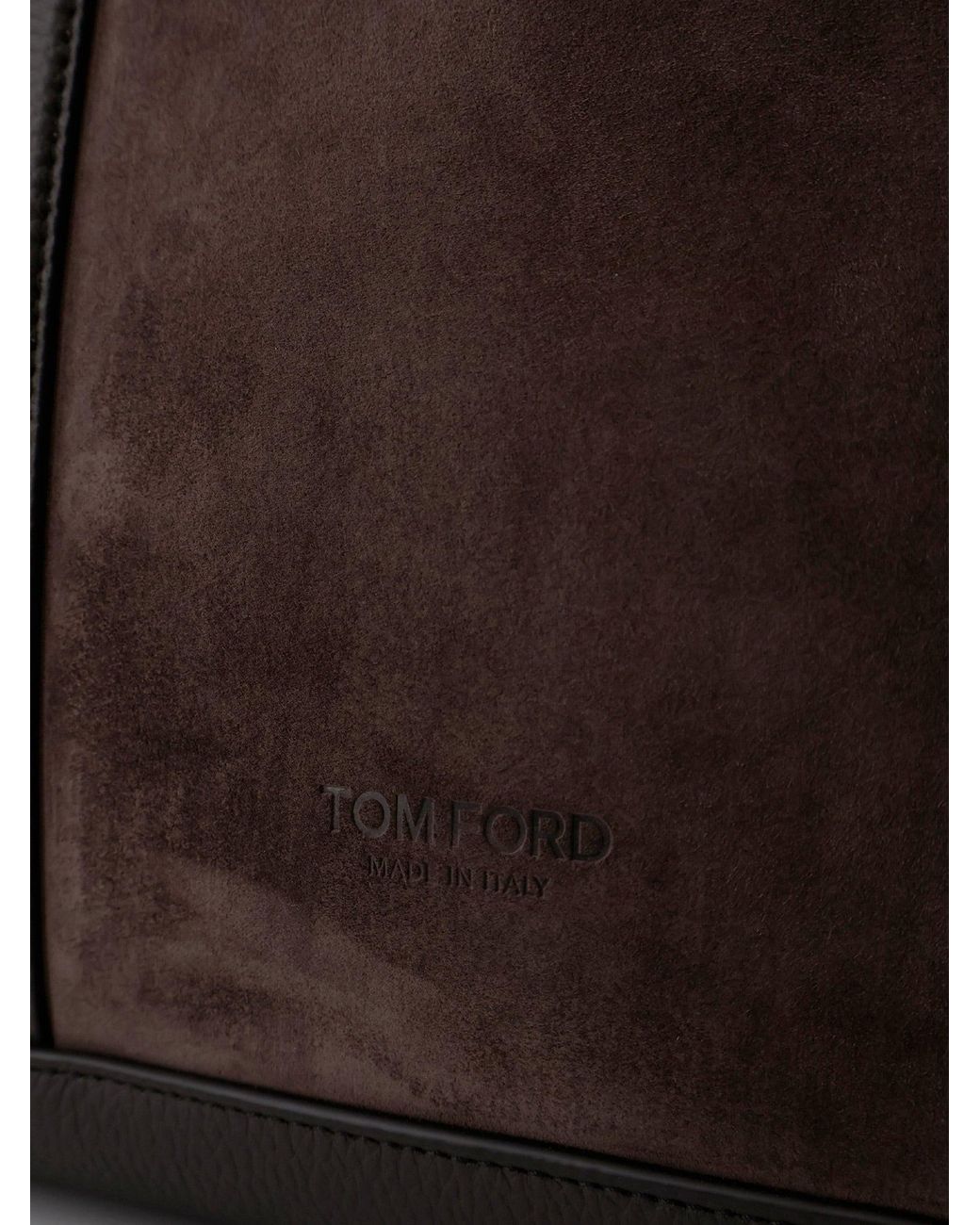 Tom Ford Brown Suede Shopping Bag With Logo Engraved On The Bottom for men