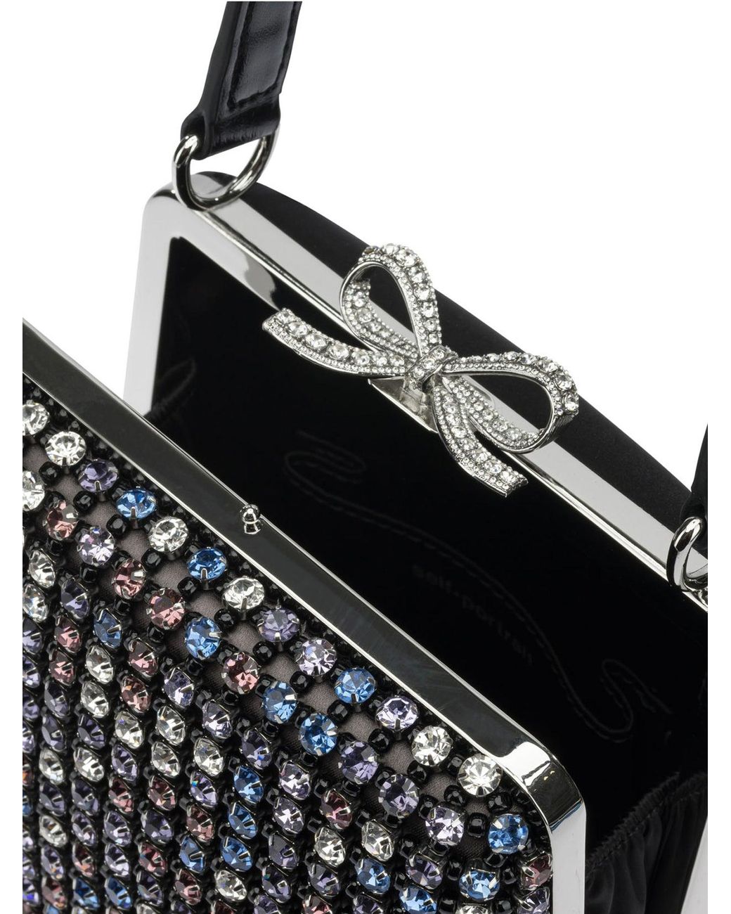 Self-Portrait Black Mini Multi Crystal Handbag