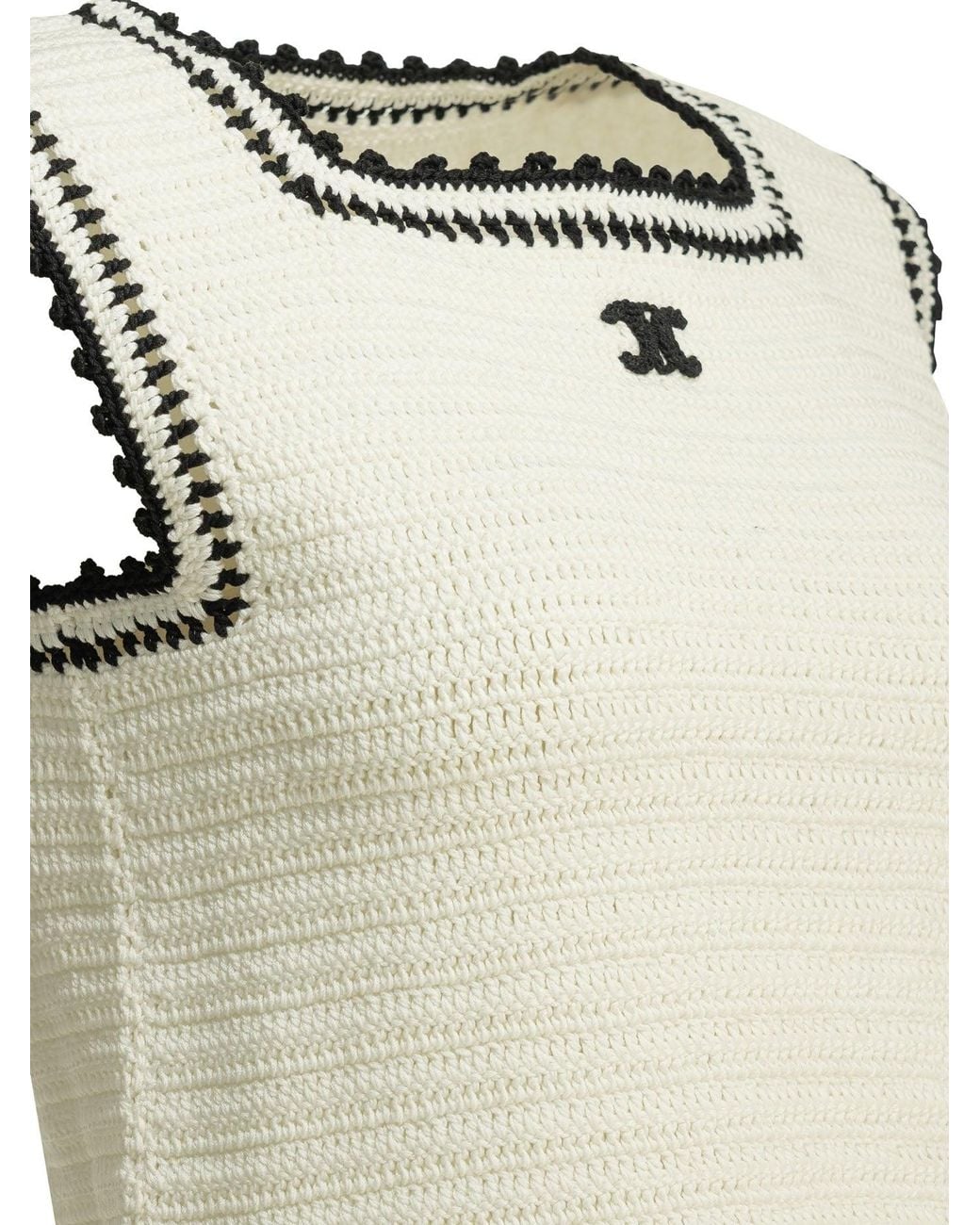 Céline White Triomphe Knitted Top