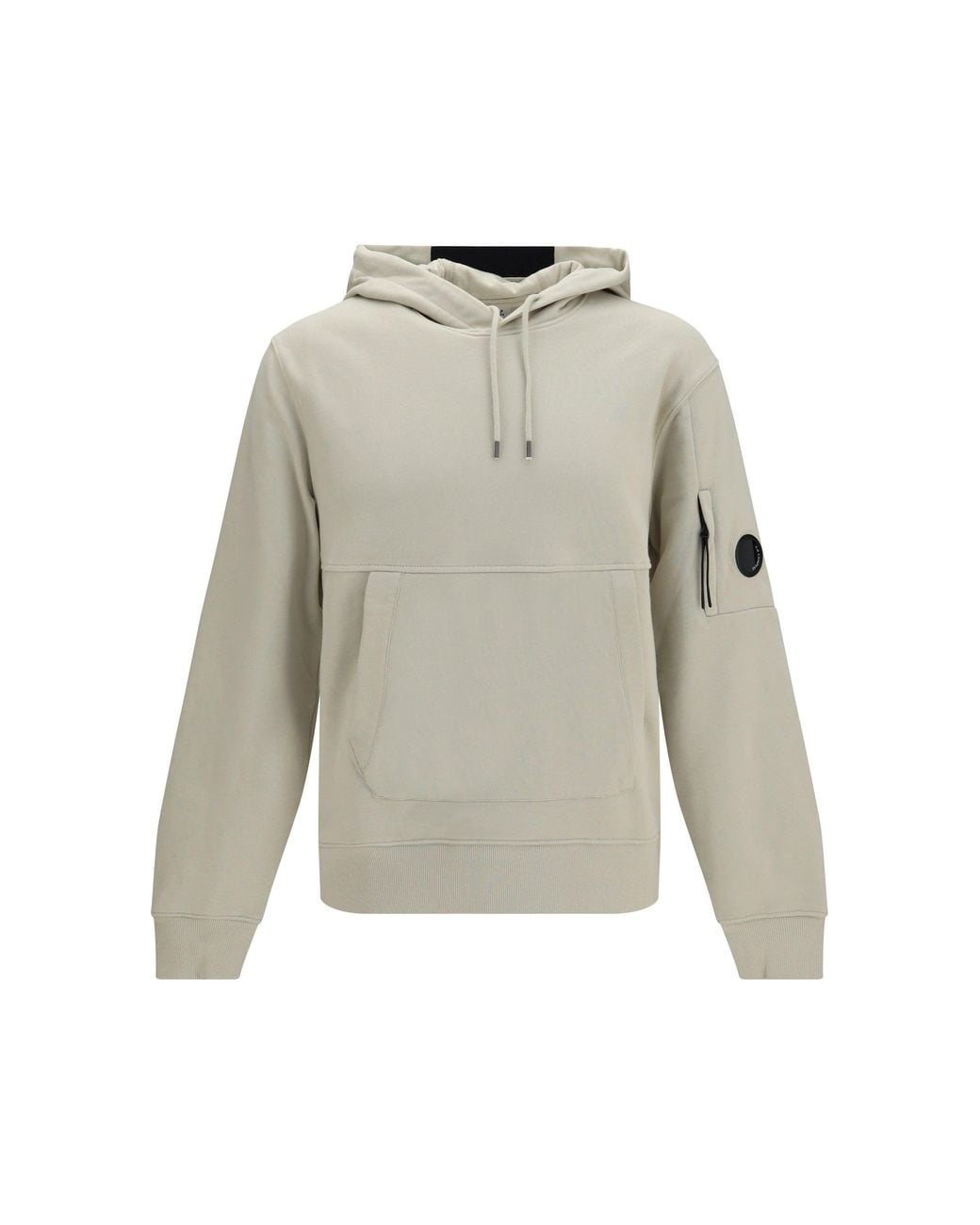 C P Company White Diagonal-Weave Cotton Hooded Sweatshirt Birch for men