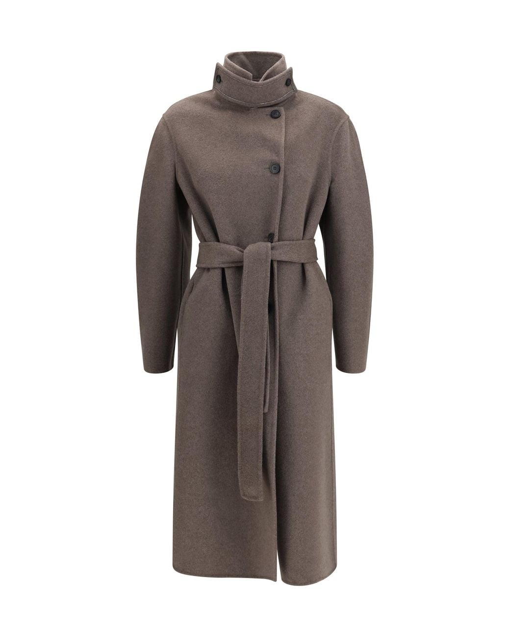 Fabiana Filippi Brown Long Wool Cashmere Coat Falcon
