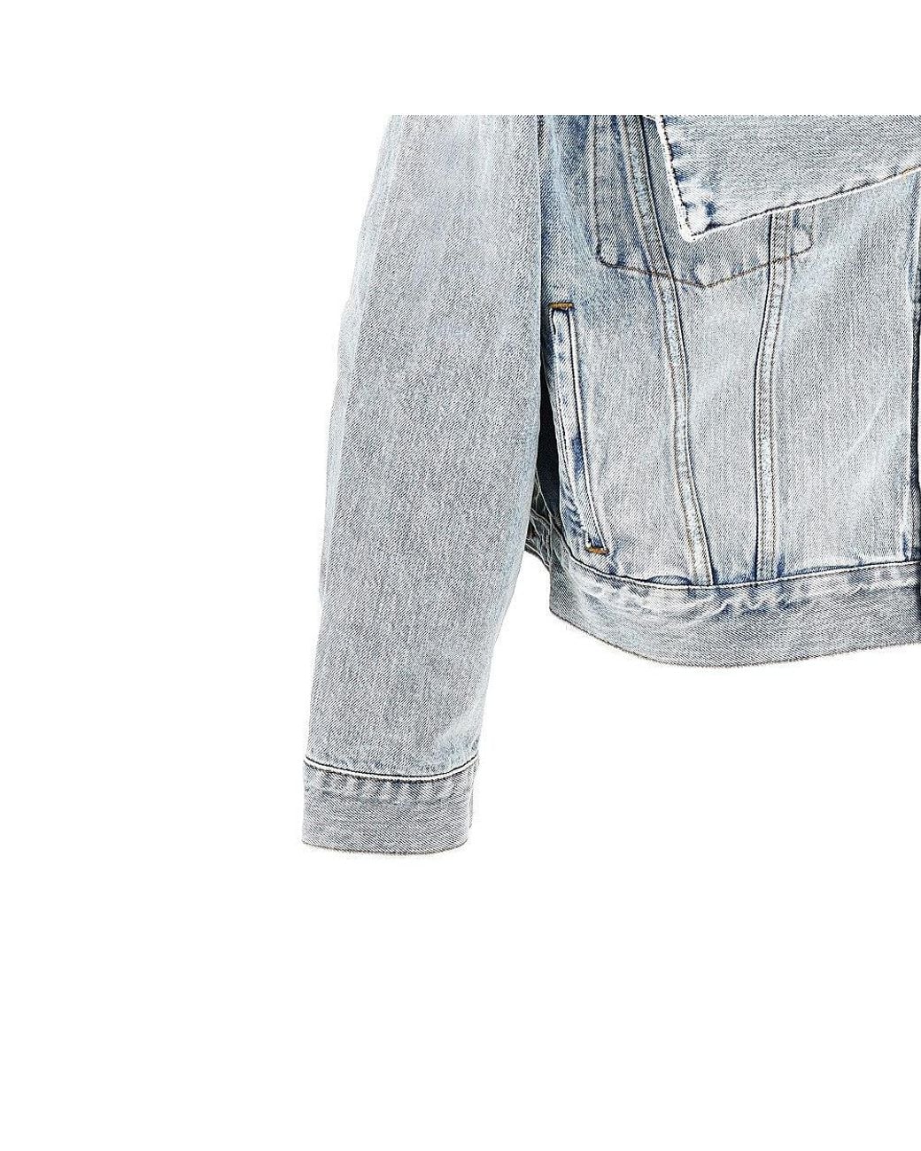 Balenciaga Blue Denim Jacket With Maxi Collar