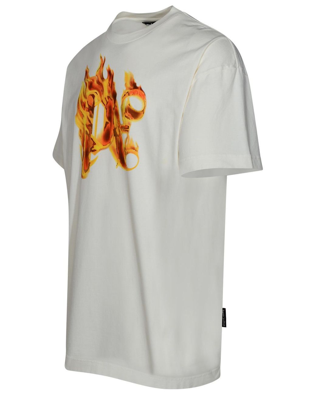 Palm Angels Gray 'Burning Monogram' Cotton T-Shirt for men