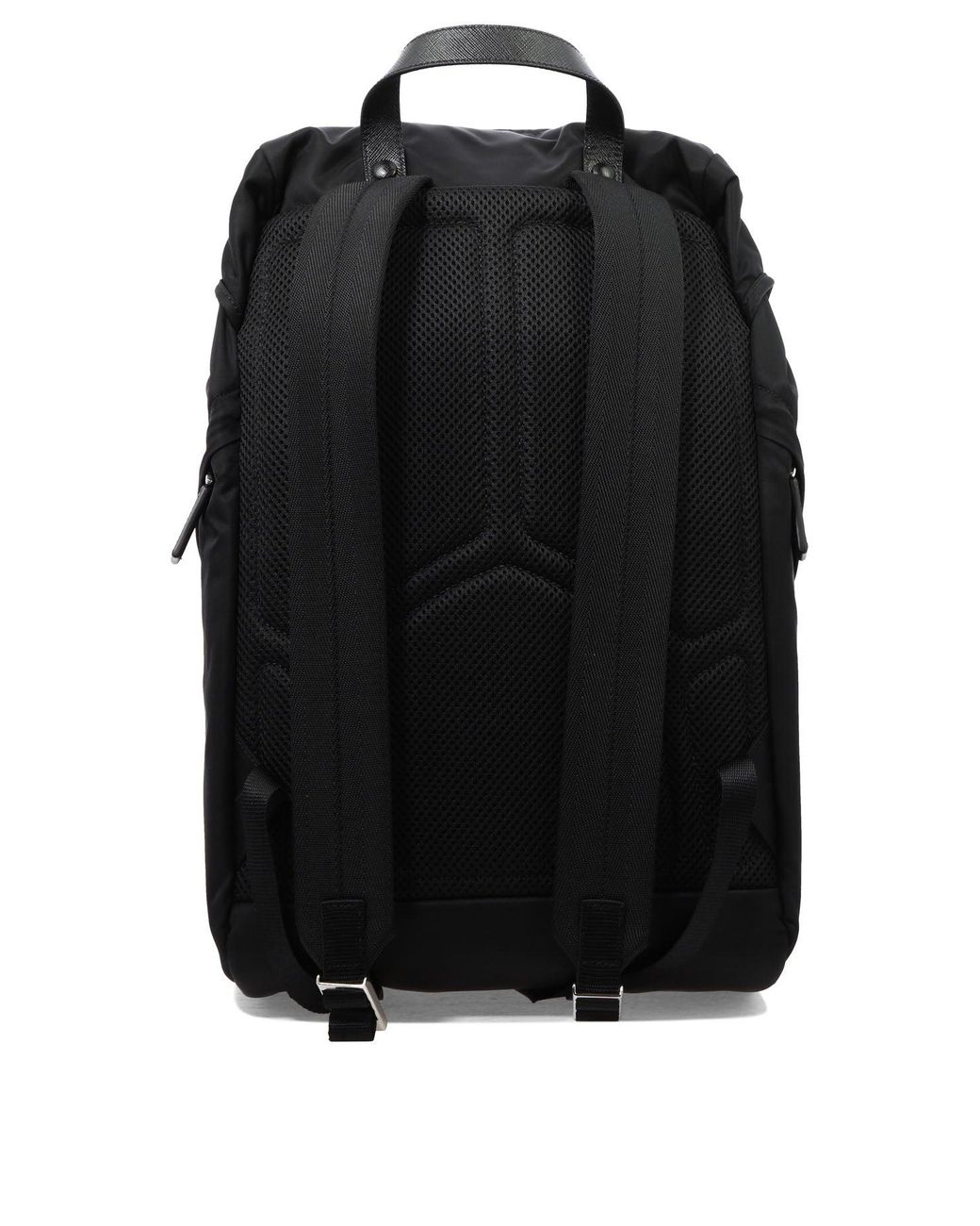 Prada Black Re-Nylon And Saffiano Backpack for men