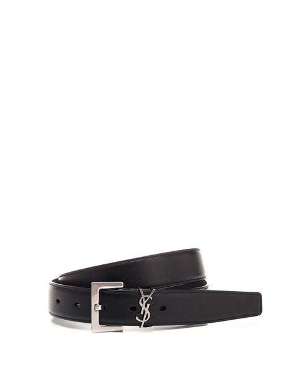 Saint Laurent White Monogram Belt for men