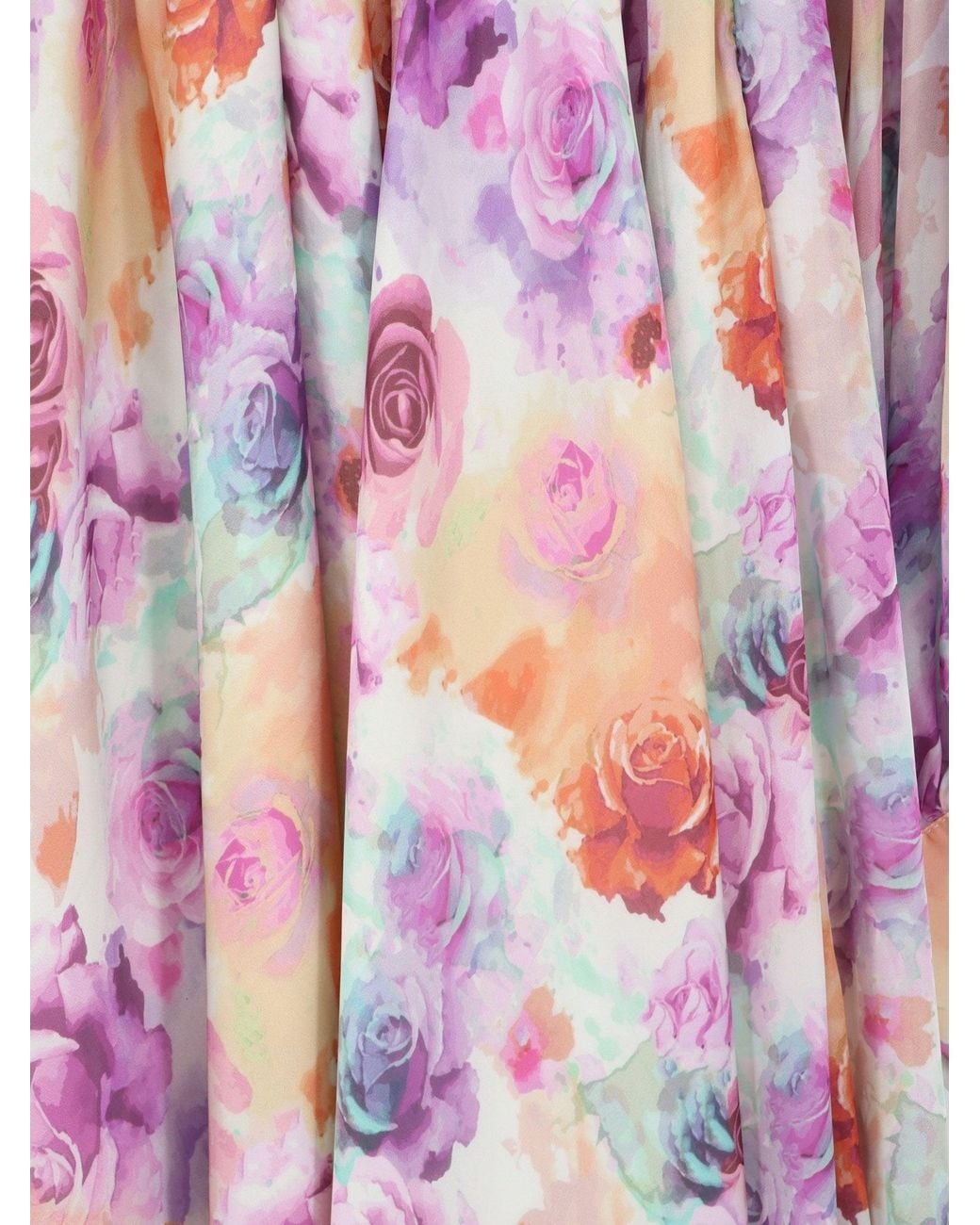 ACTUALEE White Long Dress Floral Print
