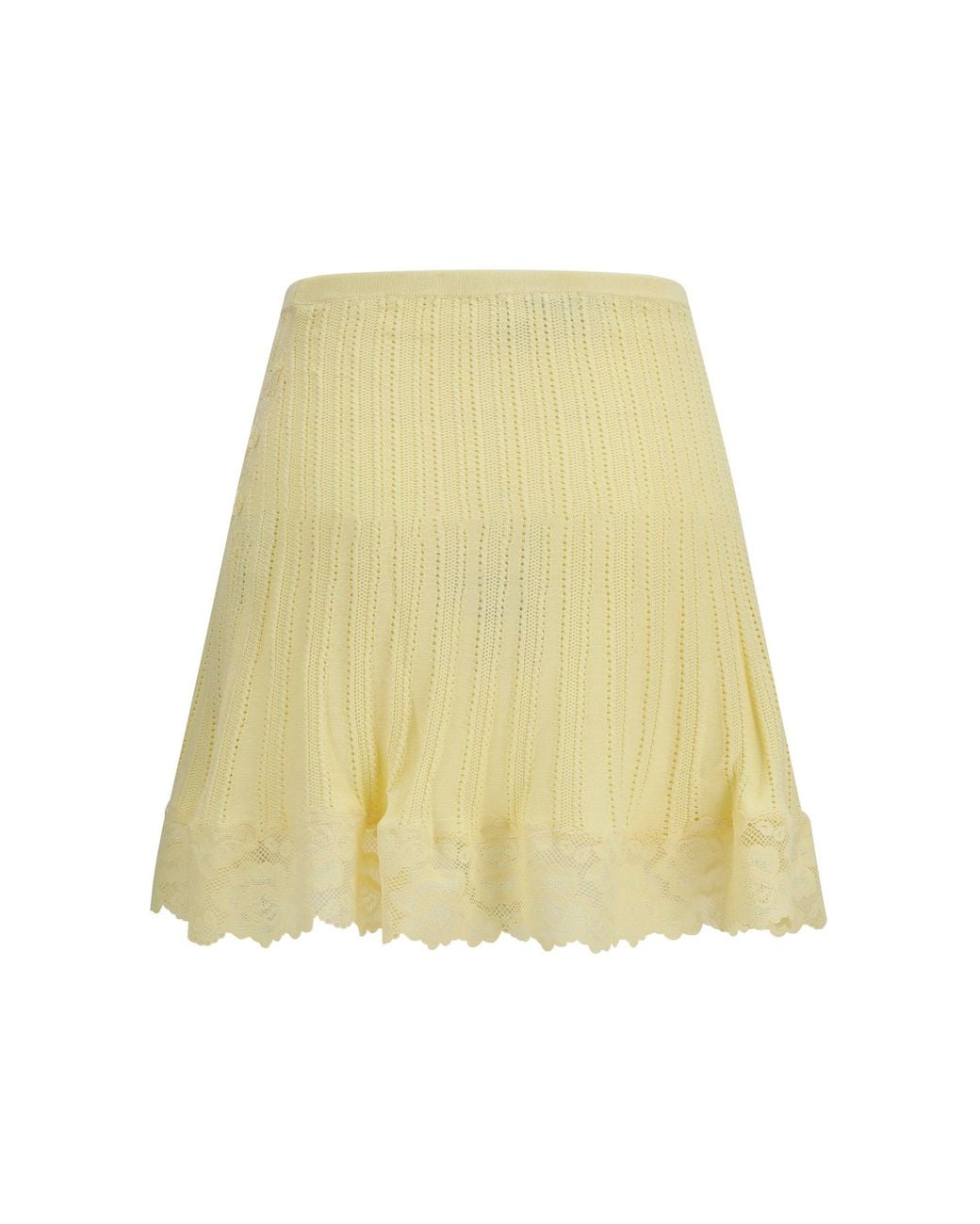 Self-Portrait Yellow Pointelle Knit Mini Skirt