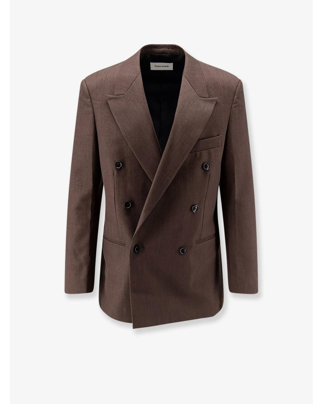 TONYWACK Brown Wool Blend Blazer for men