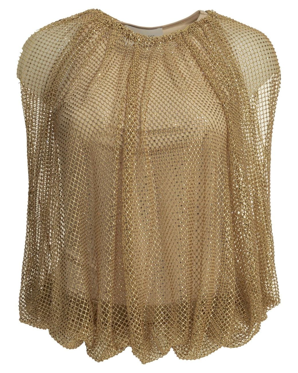 Max Mara Natural Sequined Sleeveless Top