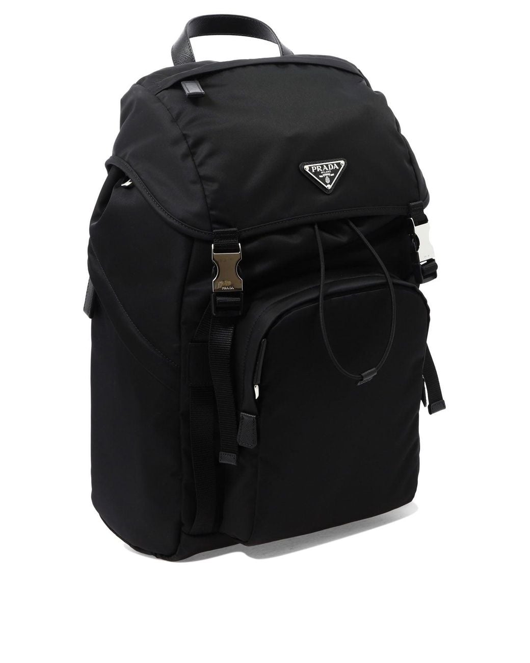 Prada Black Re-Nylon And Saffiano Backpack for men