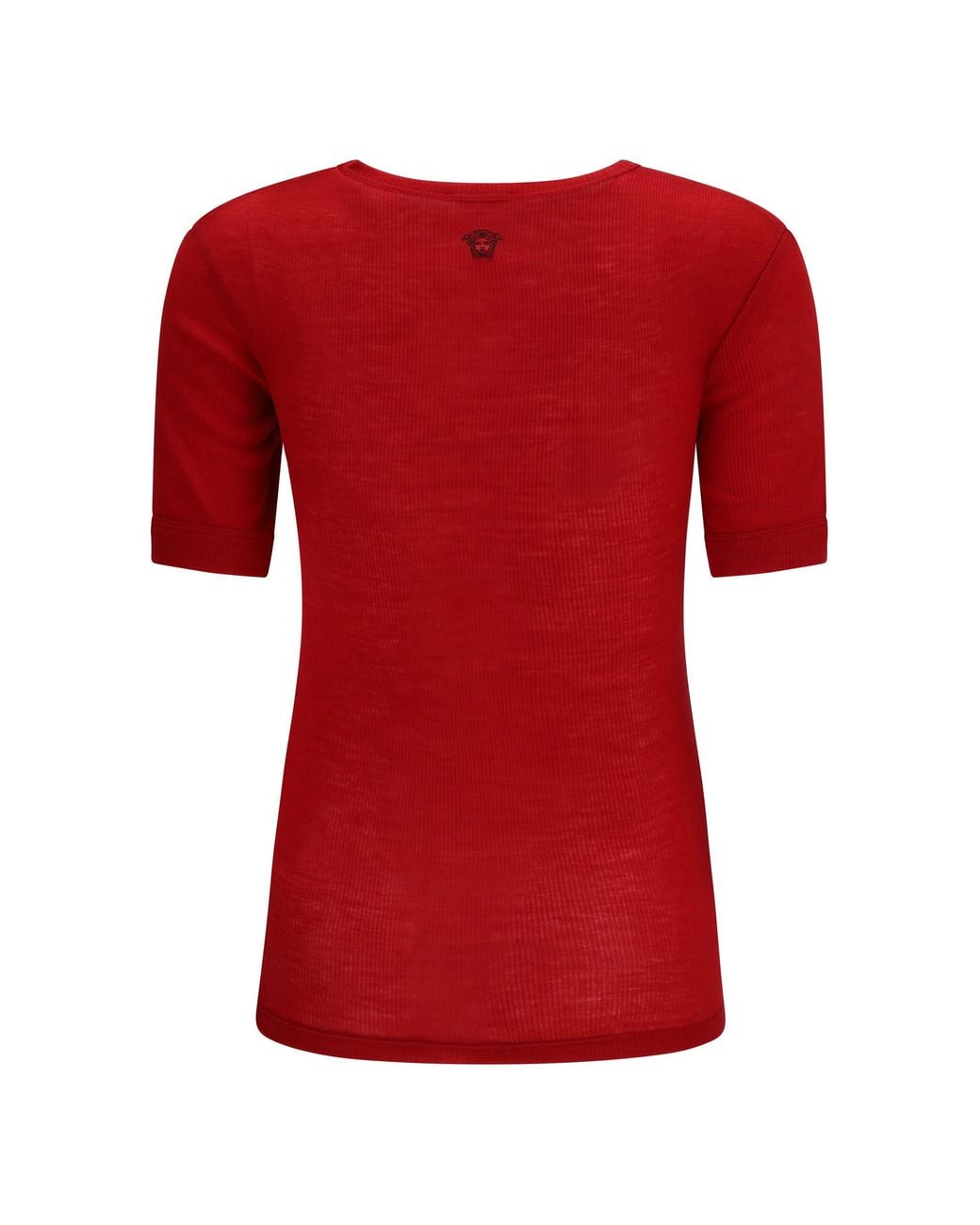 Versace Red Ribbed Knit T-Shirt