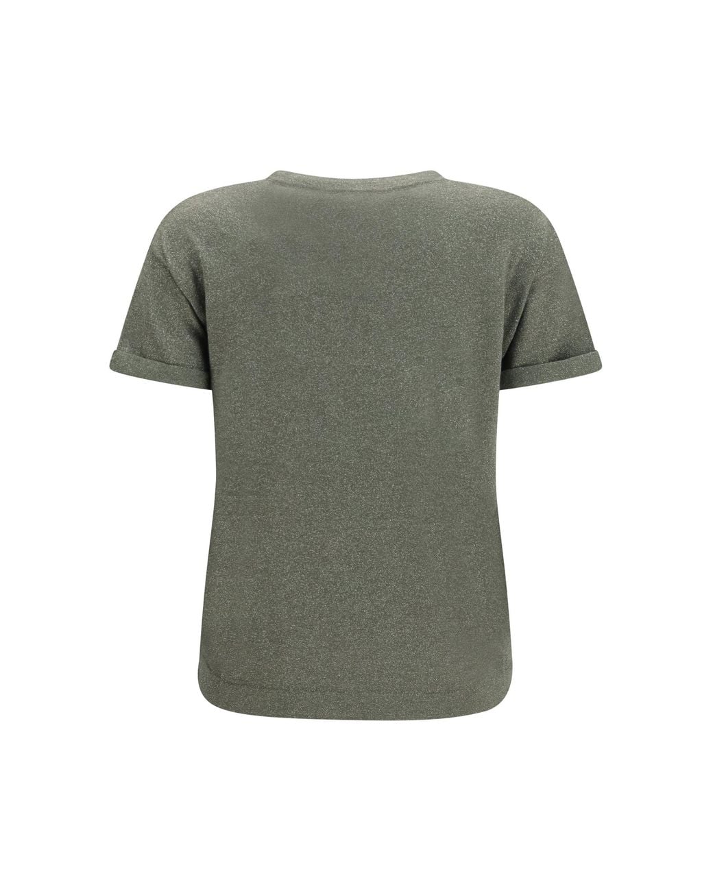 Brunello Cucinelli Green Cashmere Glitter T-Shirt Origano