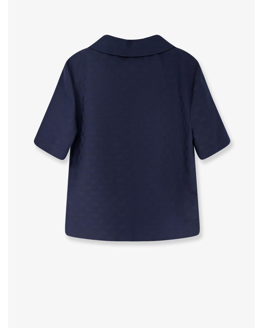Gucci Blue Fabric Polo Shirt With Gg Pattern