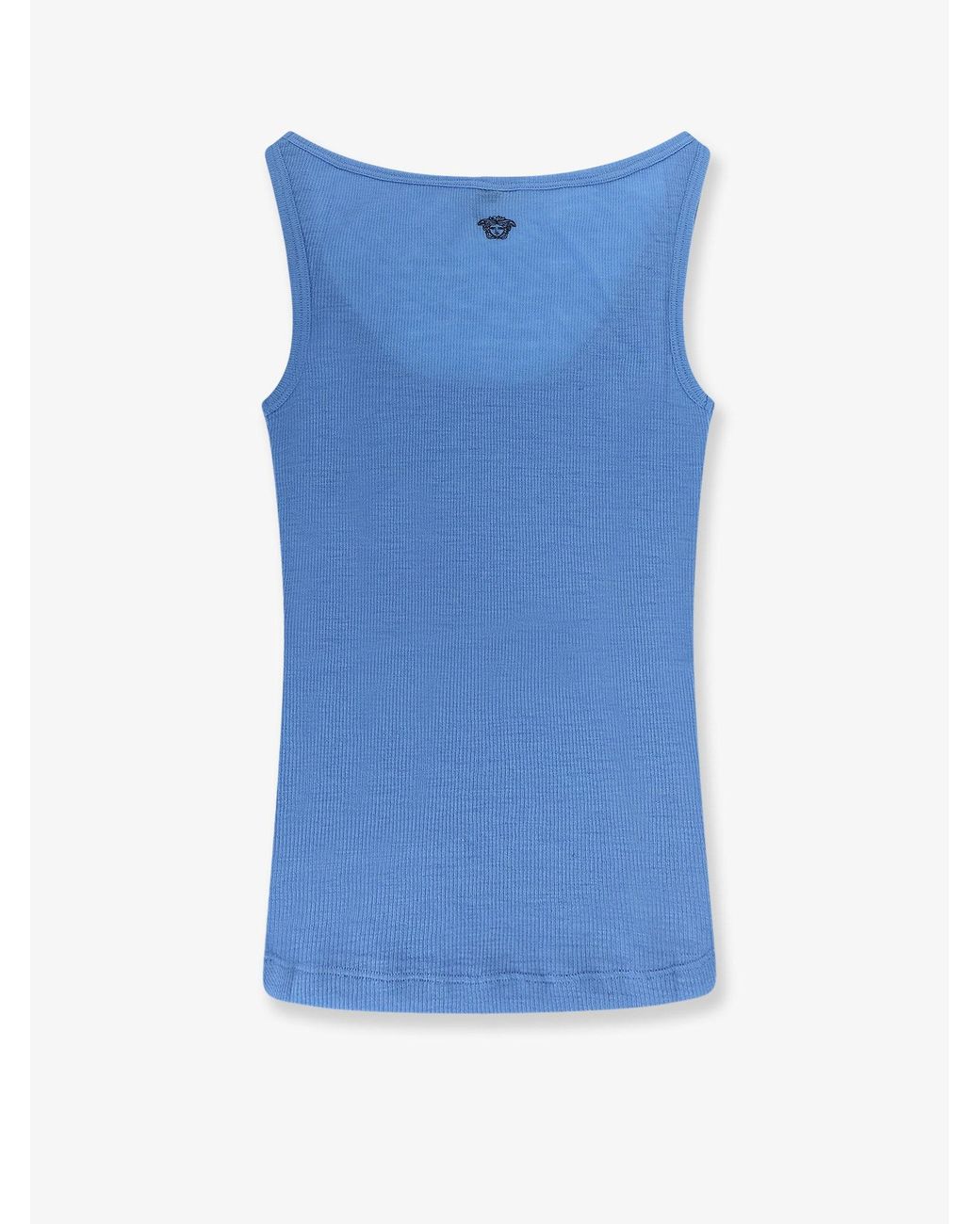 Versace Blue Virgin Wool Tank Tops